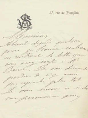 Lettre de Monsieur Alfred Sommier