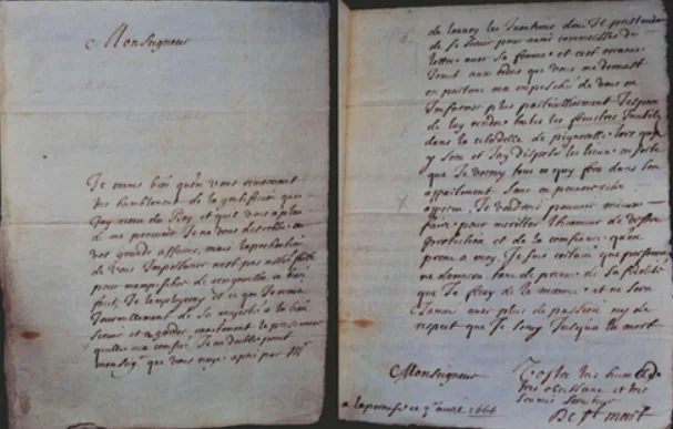Lettres autographes de Saint-Mars à d’Artagnan
