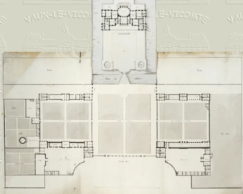 Plan du château de Vaux-le-Vicomte, rez-de-chaussée et dépendances